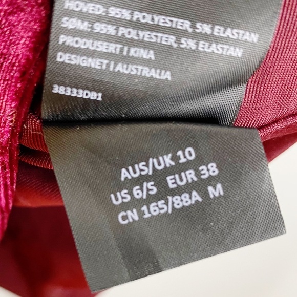 Bardot Merlot Red Velvet Off Shoulder Mini Dress - Picture 7 of 8